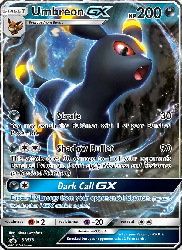 You are purchasing a Umbreon GX #SM36. You will receive the exact item in the photographs. Thank you for looking. Listed With Mascot.