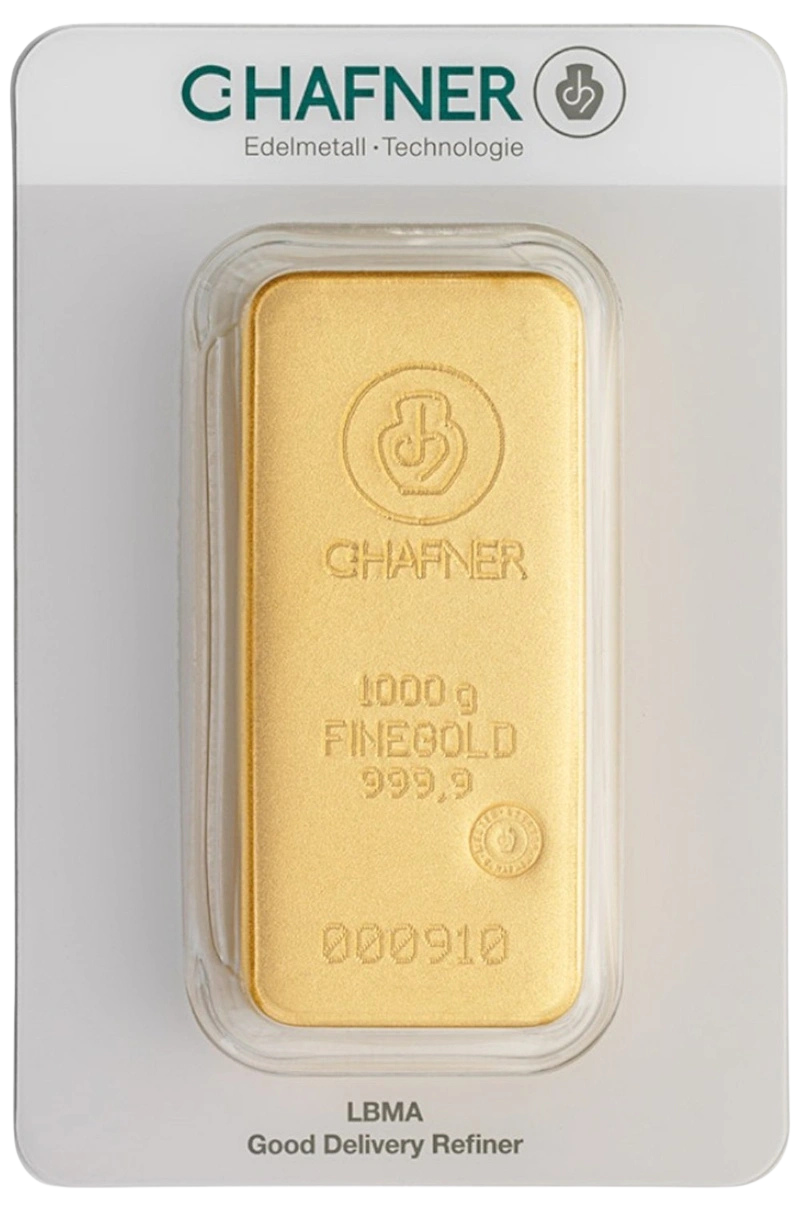 1000 Gram 1KG C.Hafner Cast Gold Bar