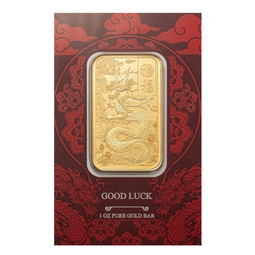 1 Ounce PAMP Good Luck Yellow Dragon Pure Gold Bar