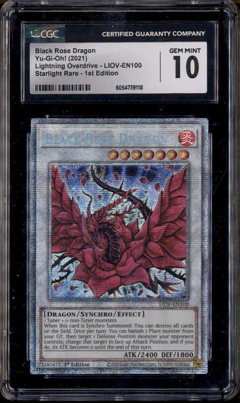 2021 Yu-Gi-Oh Lightning Overdrive Starlight Black Rose Dragon 1st Edition CGC 10