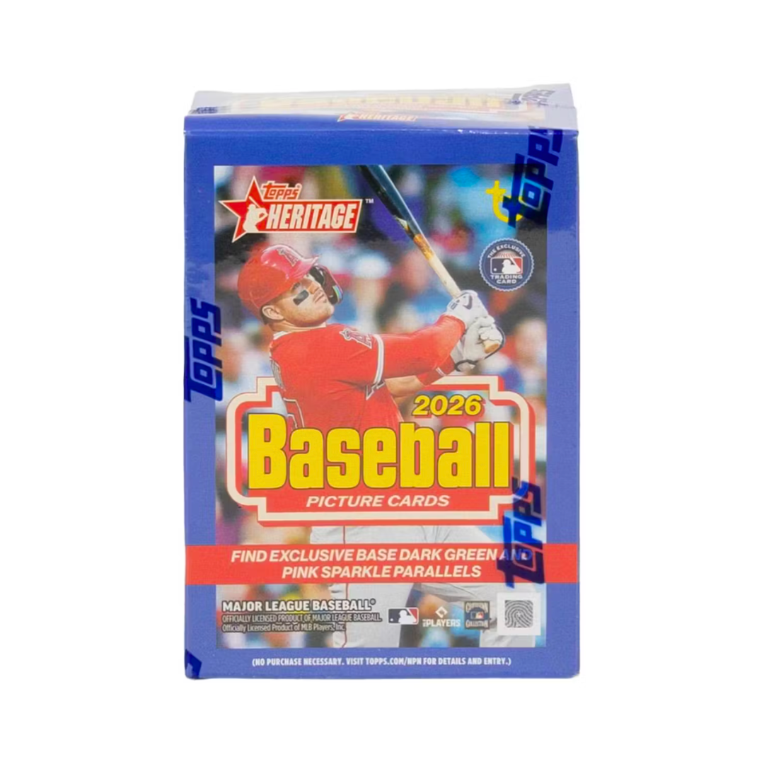 2026 Topps Heritage Baseball Blaster Box (Dark Green and Pink Sparkle Parallels)