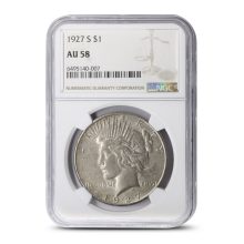 1927-S Peace Silver Dollar Coin NGC AU58