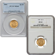 Pre-33 $2.50 Liberty Gold Quarter Eagle Coin (MS64, PCGS or NGC)