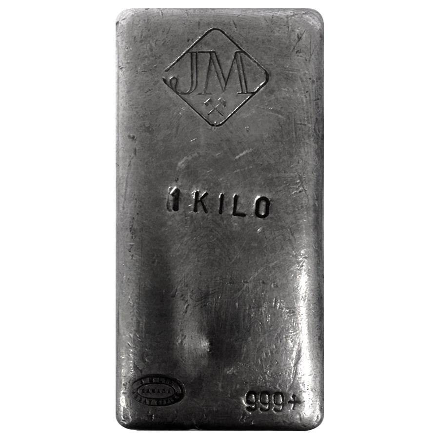 1 Kilo Johnson Matthey Canada Vintage Silver Bar .999+ Fine (Diamond JM Logo)