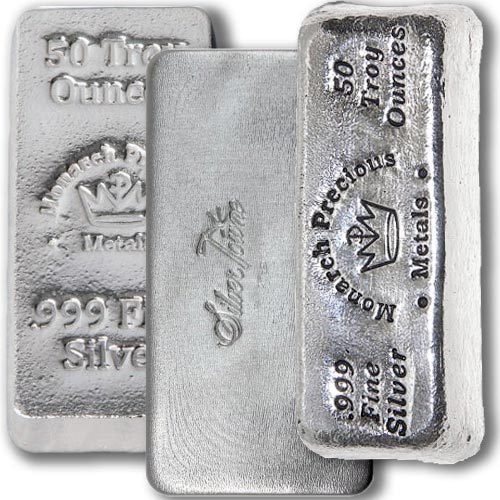 50 oz Silver Bar (Varied Condition, Any Mint)