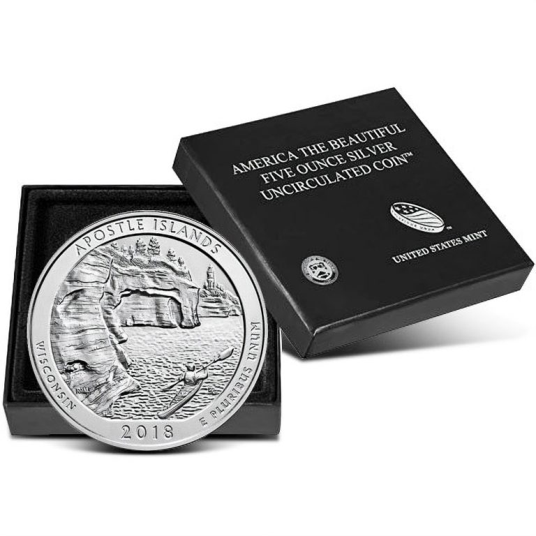 2018-P 5 oz Burnished ATB Apostle Islands National Lakeshore Silver Coin (Box + CoA)