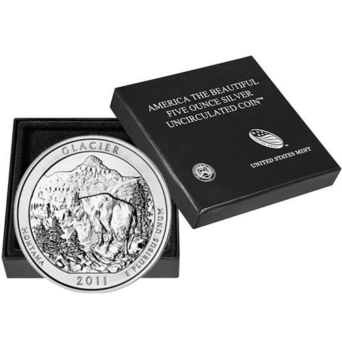2011-P 5 oz Burnished ATB Glacier Silver Coin (Box + CoA)