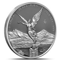 2024 Silver Ring Mexican Libertad 1 oz Silver Coin Ruthenium, In Capsule