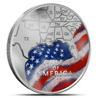 1 oz Silver Colorized Gulf of America Commemorative Round New, Eagle Reverse | Sunshine Mint
