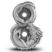 2025 Antique Republic of Chad Figure 8 Dragon and Snake 3 oz Silver Coin High Relief