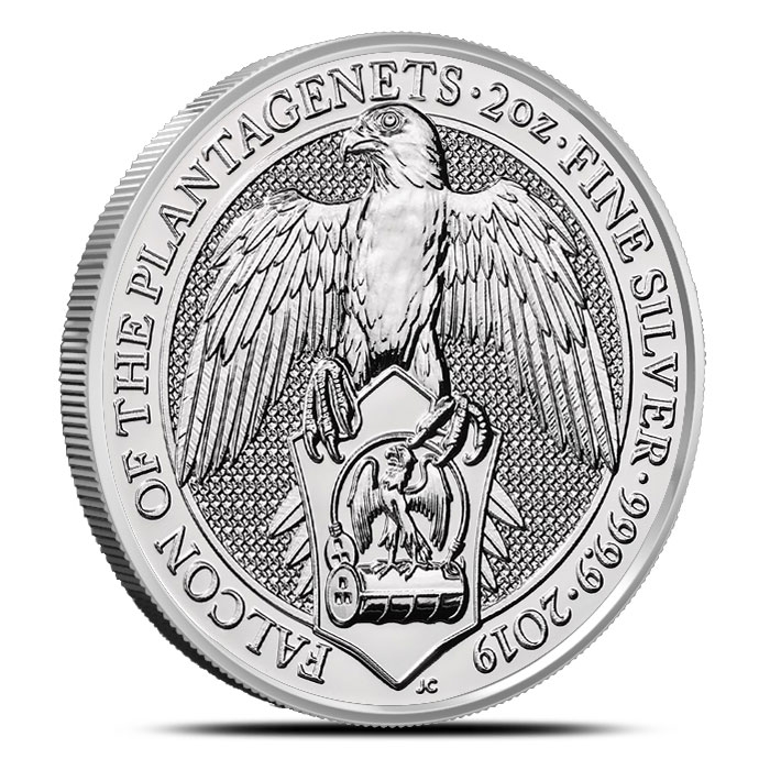 2019 British Queen's Beasts - The Falcon of the Plantagenets 2 oz Silver Coin
