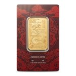 1 oz Gold PAMP Suisse Good Luck Yellow Dragon Bars (New wAssay)