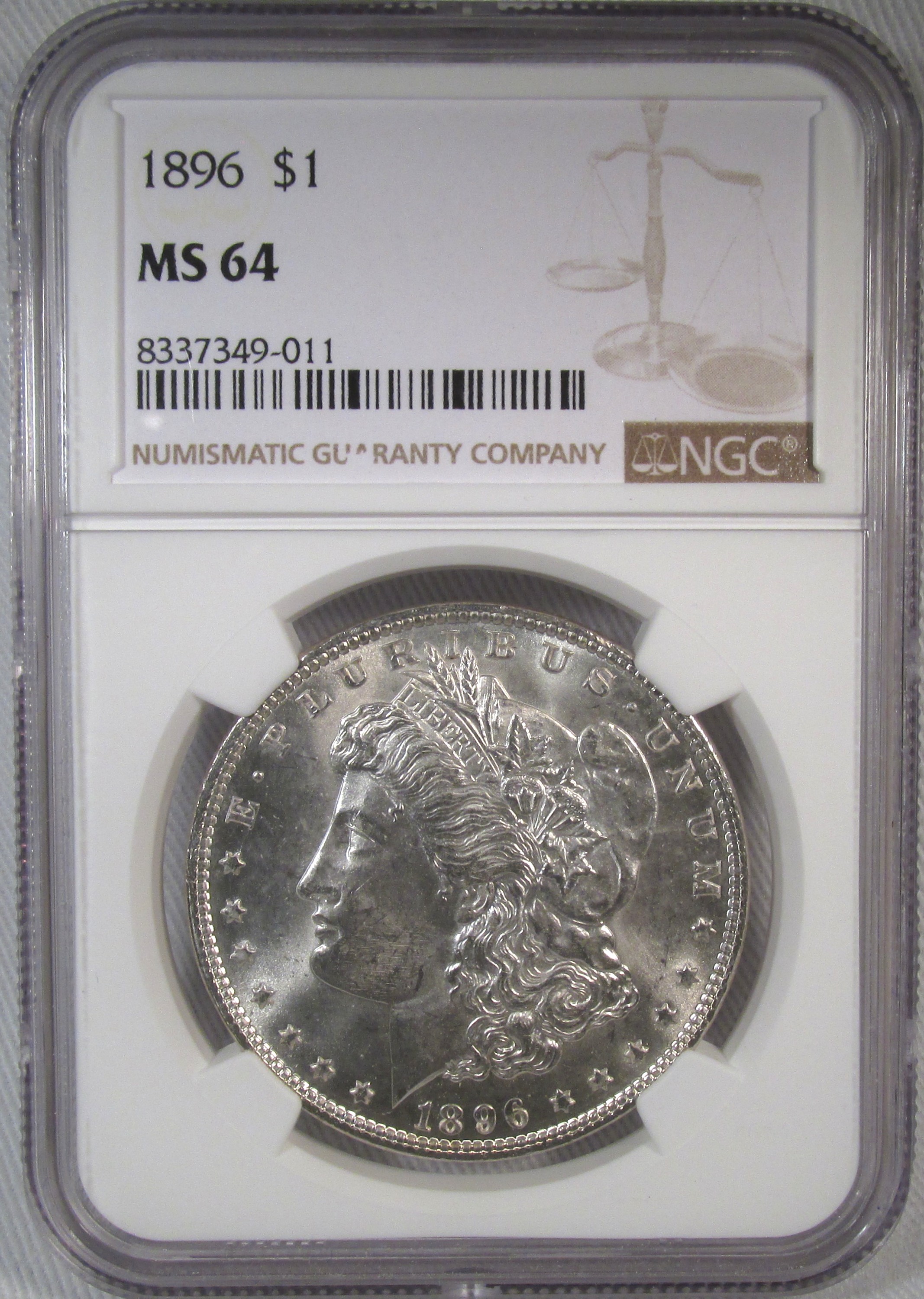 1896 Silver Morgan Dollar NGC MS64 Coin AR481