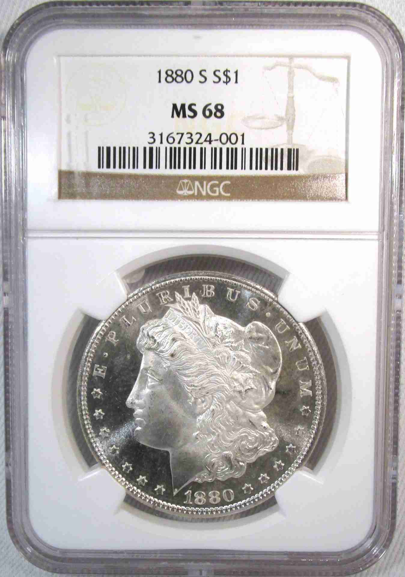 Blue Chip Quality 1880-S Silver Morgan Dollar NGC MS68 Semi-PL XX107