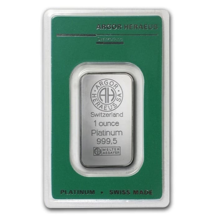 1 oz Platinum Bar – Argor-Heraeus (In Assay)