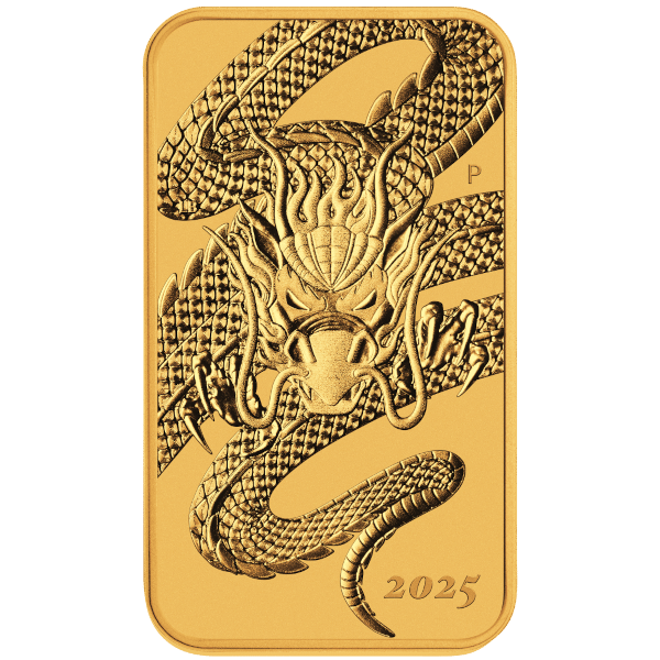 2025 1 oz Gold Perth Mint Dragon Rectangular Coin