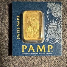 PAMP Suisse 1g .9999 Fine Gold Bar Veriscan Assay Card .9999 Gold 1g