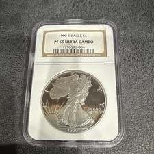 U.S. Mint 1990-S American Silver Eagle $1 1 oz .999 Silver NGC PF69 UCAM