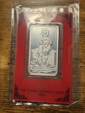 2018 Pamp Suisse Lunar Series Year of the DOG 1oz .999 Silver Bar #787 In Assay