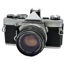 Olympus OM-1 35mm SLR Film Camera w/ F.Zuiko 50mm f/1.8 Lens Vintage Tested