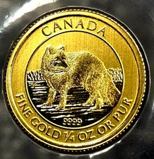 Canada 2014 Arctic Fox $10 Gold coin , 1/4 oz ,  99.99% fine, BU in original RCM