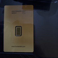 Frontier Mint 0.5 Gram .9999 Gold Bullion Bar in Assay Card