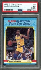 1988 MAGIC JOHNSON Fleer Sticker #6 PSA 7 St Basketball Card LOS ANGELES LAKERS