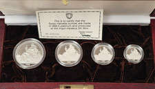 1988 Swiss Helvetia *LION* Pure Platinum 4-Coin Proof Set Argor-Heraeus SA Mint