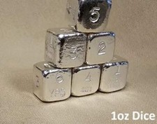 1 oz Dice 999+ Fine Silver Bullion Bar Yeager's Poured Silver YPS (1 x 1oz die)