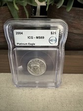 🗽 2004 PLATINUM US $25 EAGLE STATUE OF LIBERTY 1/4 OZ COIN ICG MINT STATE 69 🗽
