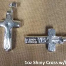 1 oz Cross w/Bail 999+ Fine Silver Bullion Bar Yeager's Poured Silver - YPS