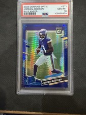 Panini 2023 Donruss Optic Jordan Addison Rated Rookie #271 Blue Hyper PSA 10