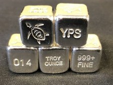 1 oz Sea Turtle Cube 999+ Fine Silver Bullion Bar Yeager's Poured - YPS