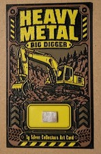 1 Gram .999 Fine Silver Bullion Bar Card W/ 3D Printed Heavy Metal Big Digger 