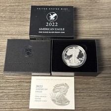 2022-W Proof $1 American Silver Eagle Box, OGP & COA