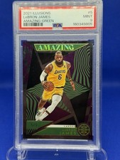 2021 LEBRON JAMES Illusions Amazing Green  SP Card #5 Serial #5/5 PSA Mint 9 🔥