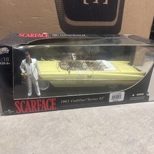 INV#110 Jada Scarface 1963 Yellow Cadillac Convertible Series 62 1:18 Die Cast