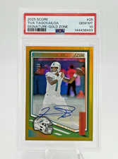 🔥2025 Score - #25 TUA TAGOVAILOA Signature GOLD Zone /50 AUTO PSA 10 GEM MT!💎