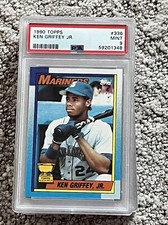 PSA 9 BASEBALL CARD 1990 TOPPS ROOKIE HOF KEN GRIFFEY JR MARINERS BLOODY SCAR