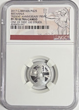 2017 GB £25 1/4oz Platinum Britannia Trident - NGC PF70 UC Only 750 Minted