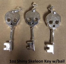 1 oz Skeleton Key w/bail 999+ Fine Silver Bullion Bar Yeager's Poured - YPS
