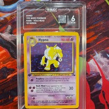 Graded 1999 Pokemon Fossil Hypno-Holo #8 1st Edition Card TAG 6 EX MT