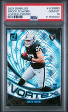 2024 Brock Bowers PSA 10 PANINI DONRUSS VORTEX COSMIC ROOKIE RAIDERS #'d /100 