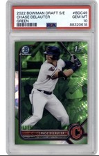 2022 Bowman Draft Sapphire 1st Green Refractor /50 Chase DeLauter #BDC-49 PSA 10