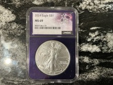 2024 $1 American Silver Eagle NGC MS69 TraderBea Purple Core