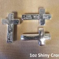 1 oz Cross 999+ Fine Silver Bullion Bar by Yeager's Poured Silver - YPS