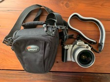 Nikon N55 35mm Film Camera 35-80mm Lens Lowepro Bag Tested Working Strap 