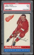 1954 Topps Hockey #34 Marty Pavelich PSA 7