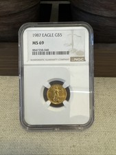 1987 $5 American Gold Eagle 1/10th oz Gold - NGC MS69