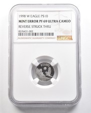 1998-W $10 American Platinum Eagle Mint Error Reverse Struck Thru PF69 NGC *6502